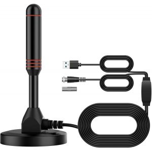 Antenne Tige Num&eacute;rique, Gain de rayonnement de 30 DB, Antenne TV Puissante DVB-T/DTMB, Antenne TNT Portable Puissante avec Pied Magn&eacute;tique Stable et C&acirc;ble de 4 m&egrave;tres - Neuf