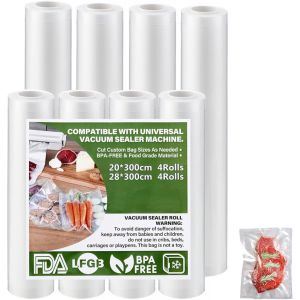 Ulteronixshop-Rouleau Sous Vide Alimentaire,Film Sous Vide Alimentaire,8 Rouleau 28/20x300cm Pour Machine Mise Sous Vide Pour Conservation Cong&iquest;&iquest;lation et Micro-ondes - Neuf