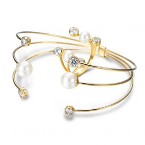 À La Mode Belle Décoration De Zircon Bracelet Et Bague Bijoux Ensemble (Or) - Neuf