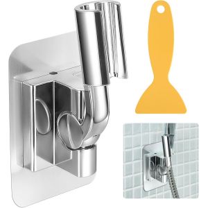 KAL-Support De Douche Sans Perçage, Support Douchette 180° Réglable, Fixation Murale Pour Pommeau De Douche, Support Universel Pour Douchette, Support Mural Adhésif Pour Salle De Bain Et Toilettes - Neuf