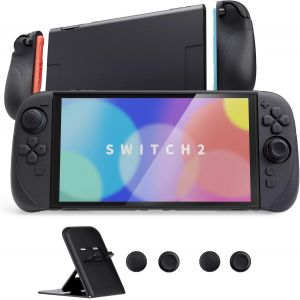 Hljhj-Coque Pour Nintendo Switch 2 Avec Joycon Cover & Capuchon Joysitck & Support Pour Switch 2,Housse Étuis Console Rigide Ranger Accessoires Protection-Noir - Neuf
