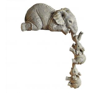 Main de baby-sitter &eacute;l&eacute;phant, figurine d&eacute;corative en r&eacute;sine pour baby-sitter &eacute;l&eacute;phant, 3 pi&egrave;ces m&egrave;re &eacute;l&eacute;phant deux b&eacute;b&eacute;s - Neuf