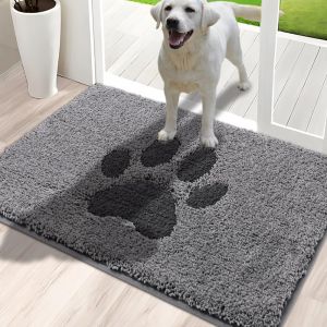 Subzonal-Paillasson Antid&eacute;rapant Int&eacute;rieur 80 X 120 Cm, Tapis Lavable Discret, Paillasson Bas Profil Pour Entr&eacute;e, Tapis Super Absorbants Pour Chiens Aux Pattes Boueuses, Gris - Neuf