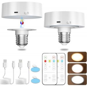 Kal-Ampoule Rechargeable E27 Avec Télécommande, Ampoules À Piles Pour Lampes, Ampoules Led Dimmable Avec Vis E27 Pour Appliques Murales Non Électriques Et Luminaires Suspendus-2pack - Neuf