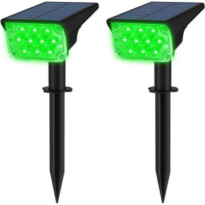 Lampe Solaire Exterieur, Spot Solaire Exterieur 20 Leds Lumiere Solaire Exterieur Auto On/Off Ip65 Étanche Pour Arbre Patio Chemin Jardin Lot De 2 Vert - Neuf