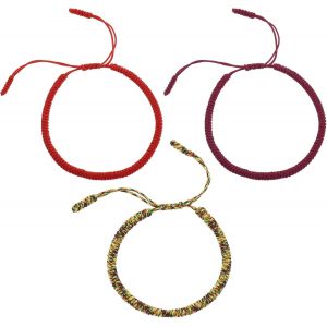Kal-Lot De 3 Bracelets De Style Ethnique Faits &Agrave; La Main - Bracelet En Corde &Eacute;tanche R&eacute;glable Bouddhiste - Pour Femme Et Homme - Bijoux Faits &Agrave; La Main - Accessoires De F&ecirc;te - Neuf