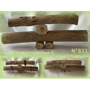 Presentoir Bijoux Bracelets A 2 Etages En Bois Flotte N&deg;831. Fabrication Artisanale. - Neuf