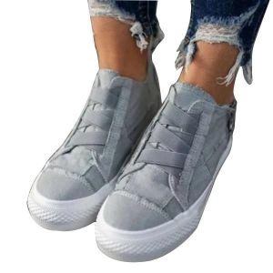 Chaussures De Soutien De L'arche &Agrave; Ressort Semelle &Eacute;paisse Chaussures En Toile D&eacute;contract&eacute;es Avec Fermeture &Agrave; Sangle &Eacute;lastique Mise En Place Rapide Pour Les Femmes Au Quotidien Gris,36 - Neuf