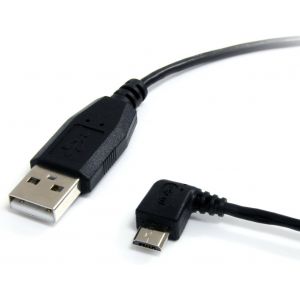 JGD-.com C&acirc;ble USB 2.0 A vers Micro B coud&eacute; &agrave; angle gauche de 30 cm - Cordon USB vers Micro USB - M&acirc;le / M&acirc;le - Noir (UUSBHAUB1LA) - Neuf