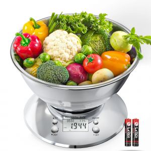 Balance De Cuisine Num&eacute;rique Professionnelle En Acier Inoxydable, 11 Lb/0,1 Oz, Avec Bol Int&eacute;gr&eacute;, Id&eacute;ale Pour La Perte De Poids, Les R&eacute;gimes, La P&acirc;tisserie Et La Cuisine. Poids En Grammes Et En Onces. - Neuf