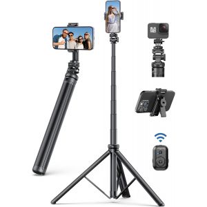 lbgwp60-190Cm Trepied Smartphone En Aluminium, Extensible Perche À Selfie Trepied, Trépied De Téléphone Avec Télécommandeet Support Pour Téléphone Portable Compatible Avec Iphone/Android/Caméra/Gopro - Neuf