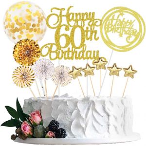 D&eacute;coration De G&acirc;teau D'anniversaire 60 Ans Or Femme Homme Happy Birthday 60 Paillettes D&eacute;coration De G&acirc;teau 60 Ans D&eacute;coration De G&acirc;teau Anniversaire Happy 60th Birthday D&eacute;coration De G&acirc;teau - Neuf