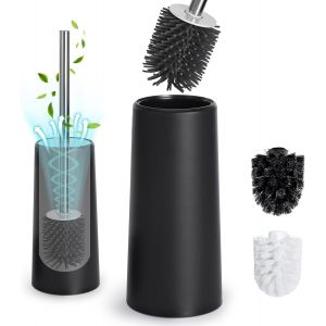 Kal-Brosse Toilettes Wc Silicone, Brosse De Toilettes À Manche Long Avec 2 Têtes De Brosse, Brosse Wc Acier Inoxydable, Brosse Wc Support Sol, Brosse À Wc Antibactérienne Pour Salle De Bain - Neuf
