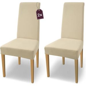 Housse De Chaise Extensible En Coton Élastique Jaune Riz / Lot De 2 / Bordeaux / Housse Extensible / Revêtement Pour Chaises Et Sièges - Neuf
