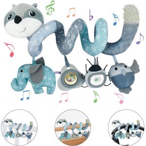 Eryi-Spirale D'activité Bébé, Spirale Poussette Jouets D'activité Et De Développement, Spirale Suspendu Jouet Poussette Bebe, Lit Suspendu Jouet, Spirale Jouets De Siège Voiture(2. Gris) - Neuf