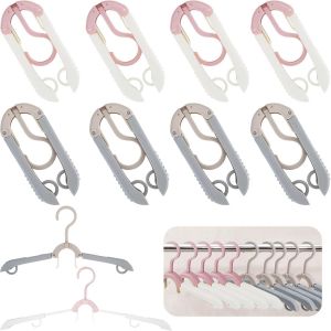 LETNERNY-Lot De 10 Cintres De Voyage Pliables, Cintres De Portables En Plastique Antidérapant, Accessoires De Voyage Multifonctions Pour La Maison L'Hôtel, Les Vacances Et Le Camping (Rose/Gris) - Neuf