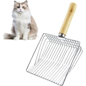 Pelle Litiere Chat Metal,Pelle À Litière Pour Chat,Pelle À Chat En Métal 7mm,Pelle À Litière Avec Manche En Bois Pour Le Nettoyage Des Animaux Domestiques,Chiens,Chats.[P64] - Neuf