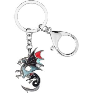 KAL-Porte-Cl&eacute;s Dragon En Alliage &Eacute;maill&eacute; Porte-Cl&eacute;s Fantaisie Dinosaure Bijoux Pour Femmes Filles Sac Portefeuille Charms Cadeaux - Neuf