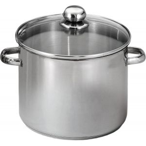 Kalanka-Baumalu - Marmite Traiteur En Acier Inoxydable - Couvercle Verre, Trou Vapeur, Poignées Métal - Tous Feux Dont Induction - Triple Fond Diffuseur - Ø32cm, 19l, Argenté - Neuf