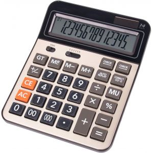 Calculatrice Solaire À Piles Double Alimentation Grande Fonction Standard Calculatrice De Bureau Avec Grand Écran Lcd 14 Chiffres Pratique Pour Le Bureau Et La Maison Ka06 Doré[Z610] - Neuf