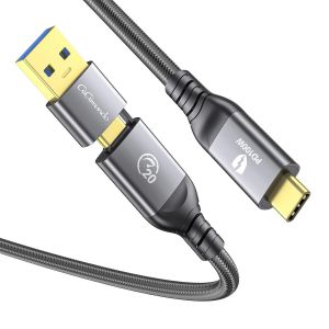Ersan-C&acirc;ble Usbc Vers Usb C 20 Gbit/S, Prend En Charge La Vid&eacute;o 4k 60 Hz, C&acirc;ble De Charge Rapide Usb 3.2 Gen2x2 (2 En 1), Pour Mac Studio, Drone, Moniteurs (0,5 M) - Neuf