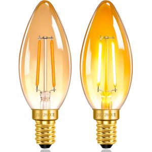 Kalanka-C35 Ampoule Led Filament Bougie E14 Vintage Ambree 2w 2200k Blanc Chaud 230v, &iquest;&iquest;Quivalent 20w Non Dimmable, Ampoule R&iquest;&iquest;Tro E14 C35 Flamme Pour Les Lustres, Lot De 2 - Neuf