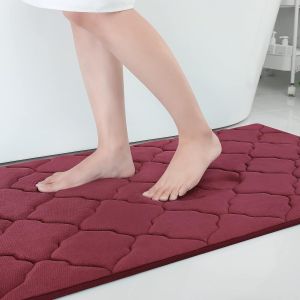 Tapis de Bain Antiderapant,Tapis Salle de Bain en Mousse &agrave; M&eacute;moire Douce,Absorbant,Lavable en Machine-60 x 90 cm,Bordeaux - Neuf