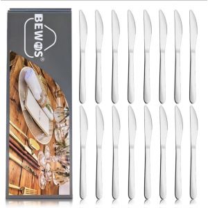 Couteaux de Table 16 Pi&egrave;ces,Couteau de 23,2cm,Couteaux en Acier Inoxydable de Qualit&eacute; Alimentaire,Couteaux Polis Miroir,Couteaux Lavables au Lave-vaisselle,Couteau Pour la Maison,l'h&ocirc;tel - Neuf