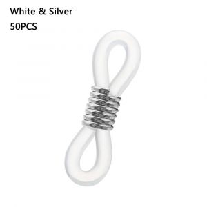 Retenue De Lunettes Coordonnante Réglable, Connecteurs D'extrémité De Lunettes, Sangle D'anneau De Lunettes En Caoutchouc, Accessoires De Lunettes, 50 Pièces-White Silver 50pcs- - Neuf