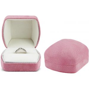 Velours Boite Bague Anneau Luxe Stockage Bo&icirc;te Carr&eacute; Style Cygne Porte Alliance Mariage Boite Alliance Pour Propositions, Engagements Et Mariages (Rouge) - Neuf