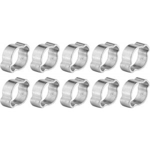 Collier de serrage 10pcs zingué en acier inoxydable à deux oreilles pince d'entraînement de tuyau pour tube de tuyau d'essence (15-18MM) - Neuf