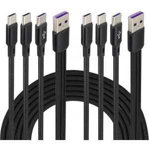 2-Pack/4Pied Multi USB C line 3 en 1 Multi Type C charge 2A Split USB C Chargeur,C&acirc;ble en Nylon USB a M&acirc;le &agrave; 3 Ports USB C M&acirc;le,Compatible avec iPad Pro/air,Samsung Android(Rouge 3-Type C) - Neuf