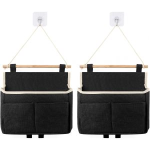 Cauc-Lot De 2 Organiseurs Suspendus - Grande Capacit&eacute; - Montage - Organiseur De Porte - Organiseur Suspendu De Salle De Bain Avec 2 Crochets - Pliable - En Lin - Pour La Maison, Le Bureau, Le Dortoir - Neuf