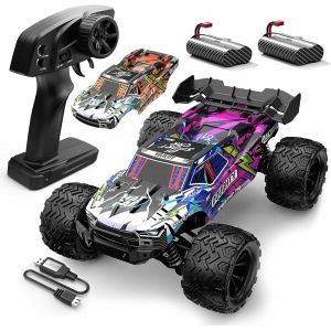 Voiture T&eacute;l&eacute;command&eacute;e pour Enfant, 1/16 Voiture Radiocommand&eacute;e Tout Terrain avec 2 Carrosseries, 2 Piles 40+ Min Play, 2,4 GHz Offroad RC Car Monster Truck, Jouet Cadeau V&eacute;hicules pour Enfants 6+ Ans - Neuf