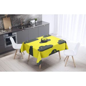 SJZG-, Anti-Moisissure, S&eacute;chage Rapide, R&eacute;sistant Aux Taches, Lavable En Machine, 100% Polyester Nappe De Table, Jaune Fluo, Fum&eacute;e, 140 X 140 Cm - Con&ccedil;u Et Fabriqu&eacute; En Turquie - Neuf