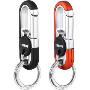 KAL-Mousqueton Porte Clef Voiture, 2 Pièces Anneau Porte Clé Avec 4 Porte-Clés, Anneau Porte Clé En Alliage De Zinc, Mini Mousqueton Pour Voyage Camping Homme, Pour Votre Propre Usage Ou Comme Cadeau - Neuf