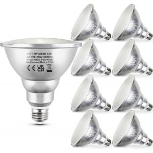 Lot De 2 Ampoules Led 18w E27 Par38 Blanc Chaud 3000k Réflecteur Spot Flood, Remplace Une Ampoule Halogène 180w, Angle De Faisceau 120 Degrés,Non Dimmable - Neuf
