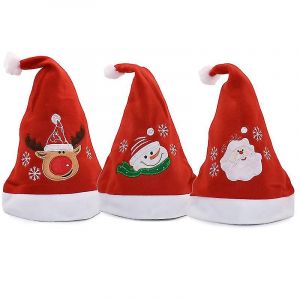 Les D&eacute;corations de no&euml;l, Chapeau de Santa Santa Chapeau de Peluche de Chapeau de Santa Santa Bonhomme de neige Elk Ornement de No&euml;l pour les F&ecirc;tes de Rouge 3 Pi&egrave;ces Rouge - Neuf