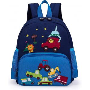 Mignon Zoo Petit Sac à dos 3d Sac à dos Enfants Sac à dos pour garçons et filles Sac à dos pour tout-petits Étanche Préscolaire (voiture bleue) - Neuf
