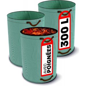 CHECARZHN--NO1-3X Sac Dechets Verts Resistant 300L - Sac Jardinage Dechets Avec 4 Poignées Résistantes - Stable - Pliable - Réutilisable - Polypropylène Robuste - Neuf