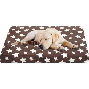 Coussin Chien Dehoussable, Lit Pour Chien Mousse Haute Densité Réversible (Frais Et Chaud),Matelas Pour Chien Avec Housse Lavable Amovible,Brun/Gris - Neuf