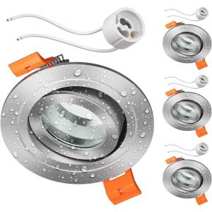 Ledscom.De 6 Cadres D'encastrement Au Plafond Fere Cadre D'encastrement Noir Mat (Led/Halogène/Gu10/Mr16/Par16/50mm) Incl. Douille Gu10 - Neuf