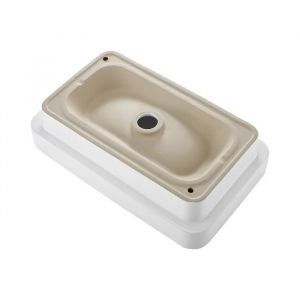 Lavabo Semi-encastr&eacute; pour Salle de Bain-Duoku-Vasque Rectangulaire en C&eacute;ramique Blanche de 490 x 305 mm-Trou de Vidange de 4,5 cm - Neuf