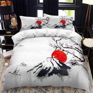 Housse De Couette X Style Japonais, D Imprim&iquest;&iquest;E Microfibre Parure De Lit Style Japonais Housse De Couettes Personne Avec X Taie D'oreiller X Cm - Neuf