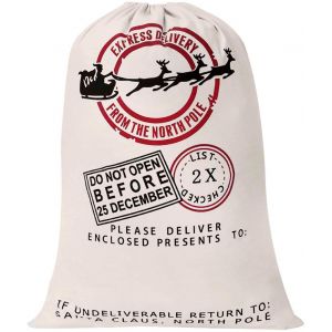 Personnalisé Santa Sac, La Taille De 27,6 X 19.7 Pouces (Blanc) Sac De Cadeau De Noël De Santa Sac En Coton Avec Cordon De Serrage - Neuf