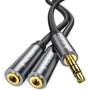 BHHBB-Splitter Audio Jack Double 3.5mm Mâle vers 2 Femelle Câble Stéréo Compatible pour Casques Audio, Enceintes, Smartphones, Tablettes, Lecteurs, PS4, MP3, Phone - 25cm - Neuf