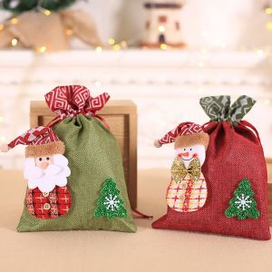 2 Pack de No&euml;l Sacs en Toile avec Cordon de serrage B, Cadeau de No&euml;l Sachet de Bonbons Sachet Goody Traiter Pochette pour papier d'emballage de Bonbon, des D&eacute;corations de No&euml;l - Neuf