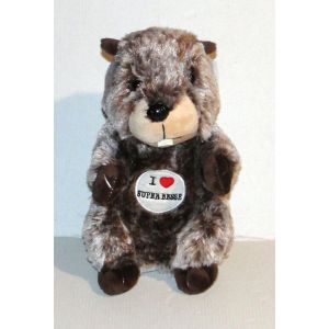 peluche marmotte paco gris chin&eacute; doudou i love super besse - Neuf