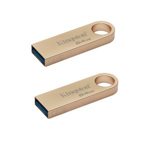 Lot de 2 Clé USB Kingston DataTraveler SE9 Gen 3 - 64Go 220MB/s Métal Clé USB 3.2 Gen 1 - Dorée - Neuf