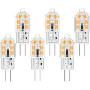 Kal-Ampoule G4 Led 12v 2w Blanc Chaud 3000k, 200lm, Équivalent Lampe Halogène G4 10w 20w, Non-Dimmable, Bi-Pin 12v Led Ac Dc Pour Lustre, Lampe De Table, Lot De 6 - Neuf